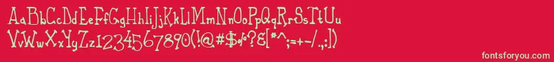 フォントPhaetonJohn – 赤い背景に緑の文字