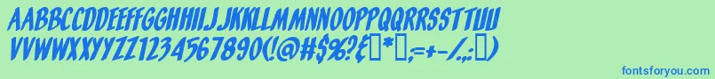 OrangeFizzItalic Font – Blue Fonts on Green Background