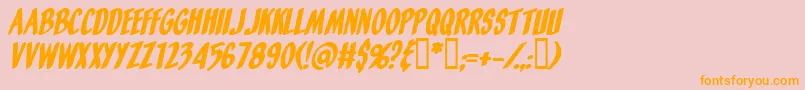 フォントOrangeFizzItalic – オレンジの文字がピンクの背景にあります。