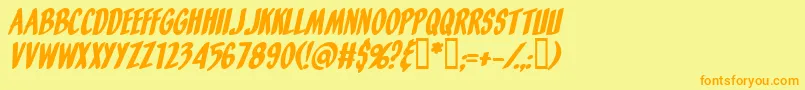 Fonte OrangeFizzItalic – fontes laranjas em um fundo amarelo