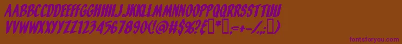 OrangeFizzItalic-Schriftart – Violette Schriften auf braunem Hintergrund