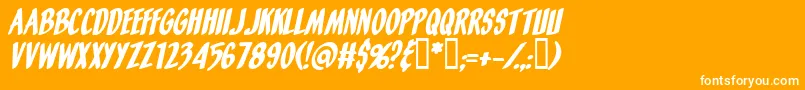 OrangeFizzItalic-fontti – valkoiset fontit oranssilla taustalla