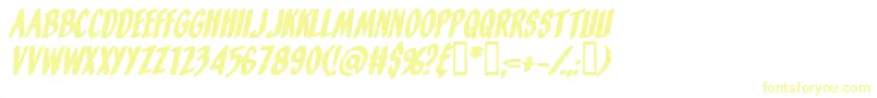 OrangeFizzItalic-Schriftart – Gelbe Schriften auf weißem Hintergrund