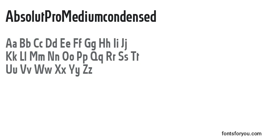 Шрифт AbsolutProMediumcondensed – алфавит, цифры, специальные символы