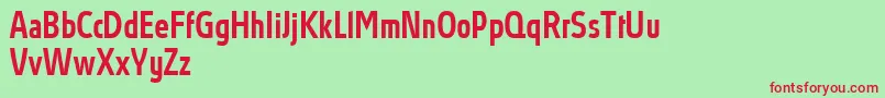 AbsolutProMediumcondensed-Schriftart – Rote Schriften auf grünem Hintergrund