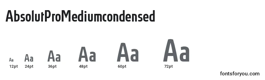 Размеры шрифта AbsolutProMediumcondensed