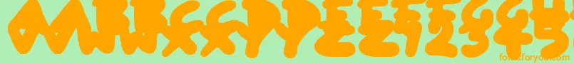Fonte BlobToonShadows – fontes laranjas em um fundo verde
