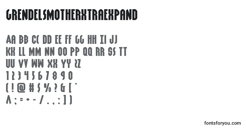 Шрифт Grendelsmotherxtraexpand – алфавит, цифры, специальные символы