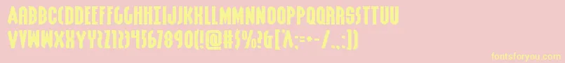 Fonte Grendelsmotherxtraexpand – fontes amarelas em um fundo rosa