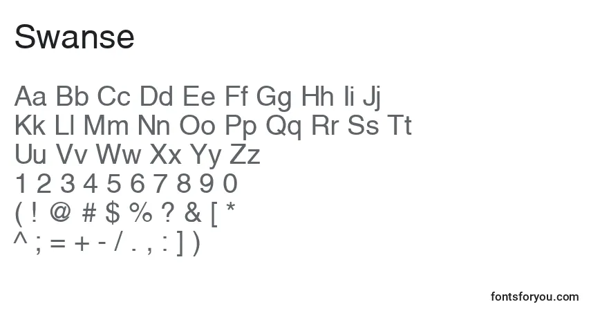 Schriftart Swanse – Alphabet, Zahlen, spezielle Symbole