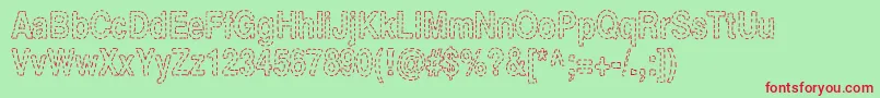 StitchBitch Font – Red Fonts on Green Background