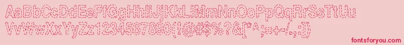 StitchBitch-Schriftart – Rote Schriften auf rosa Hintergrund