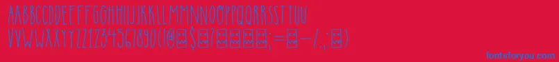 DkInsomniac-Schriftart – Blaue Schriften auf rotem Hintergrund