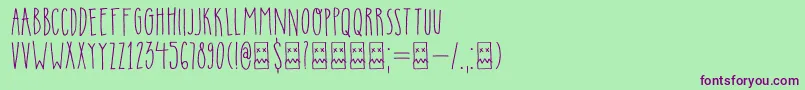DkInsomniac-fontti – violetit fontit vihreällä taustalla