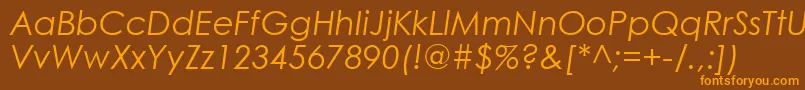 CenturyGothicItalic Font – Orange Fonts on Brown Background