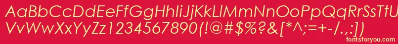 CenturyGothicItalic Font – Yellow Fonts on Red Background