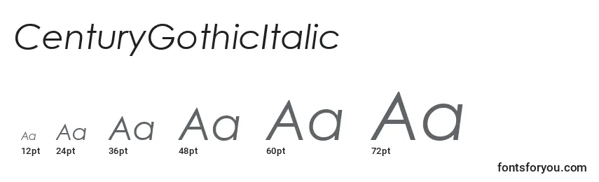 CenturyGothicItalic Font Sizes