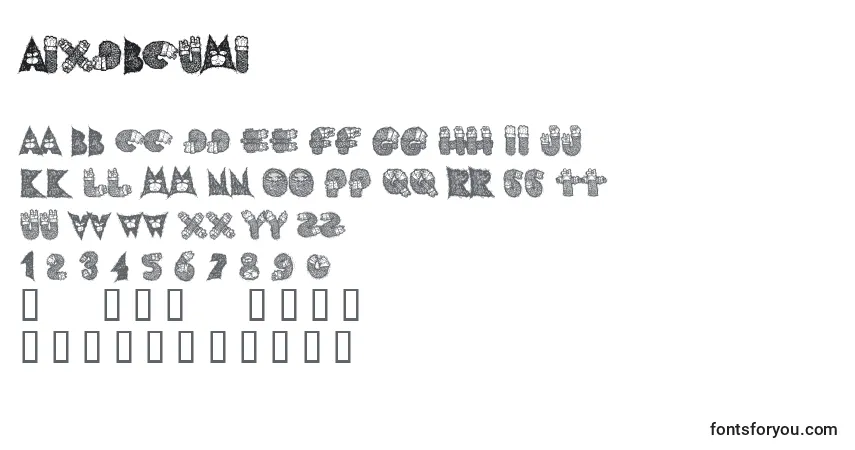 A fonte AixdbCumi – alfabeto, números, caracteres especiais
