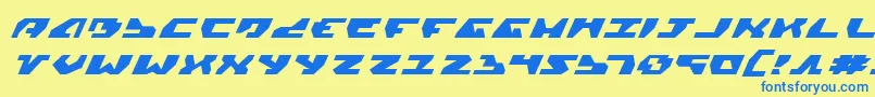 GyrfalconExpandedItalic Font – Blue Fonts on Yellow Background