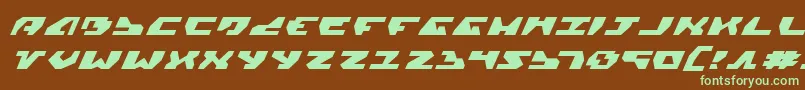 GyrfalconExpandedItalic-fontti – vihreät fontit ruskealla taustalla