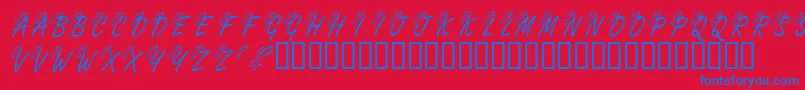 KrShootingStarLeft-Schriftart – Blaue Schriften auf rotem Hintergrund