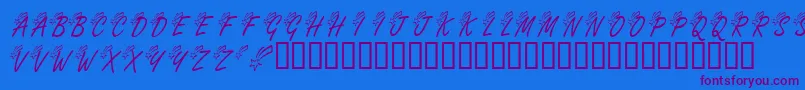 KrShootingStarLeft-Schriftart – Violette Schriften auf blauem Hintergrund