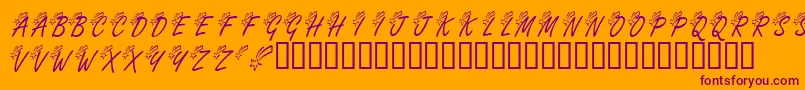 フォントKrShootingStarLeft – オレンジの背景に紫のフォント