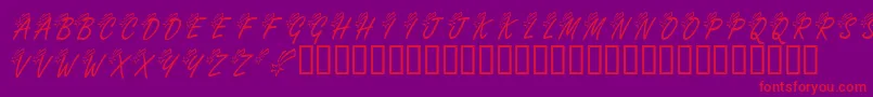 KrShootingStarLeft-Schriftart – Rote Schriften auf violettem Hintergrund