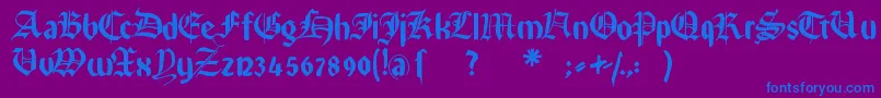 Rememberreinerfs-Schriftart – Blaue Schriften auf violettem Hintergrund