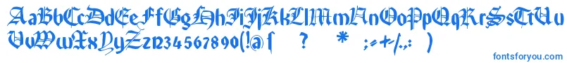 Rememberreinerfs-Schriftart – Blaue Schriften auf weißem Hintergrund