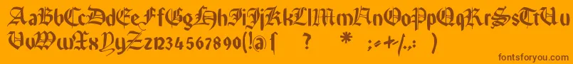 Rememberreinerfs-Schriftart – Braune Schriften auf orangefarbenem Hintergrund