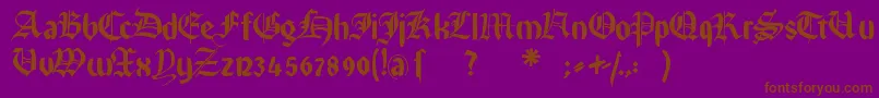 Rememberreinerfs-Schriftart – Braune Schriften auf violettem Hintergrund