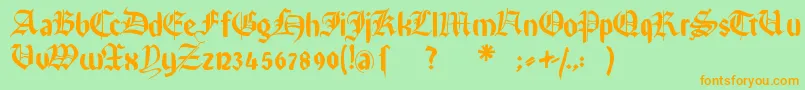 Rememberreinerfs-Schriftart – Orangefarbene Schriften auf grünem Hintergrund