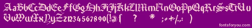 Rememberreinerfs-Schriftart – Rosa Schriften auf violettem Hintergrund