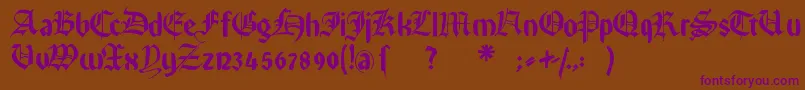 Rememberreinerfs-Schriftart – Violette Schriften auf braunem Hintergrund