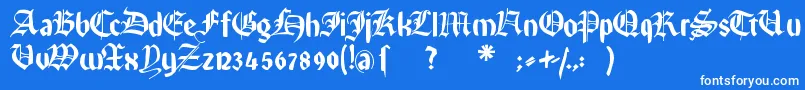Rememberreinerfs-Schriftart – Weiße Schriften auf blauem Hintergrund
