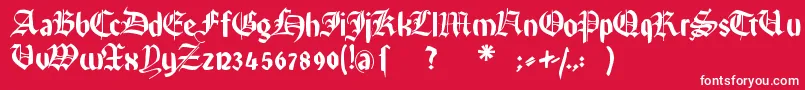 Rememberreinerfs-Schriftart – Weiße Schriften auf rotem Hintergrund