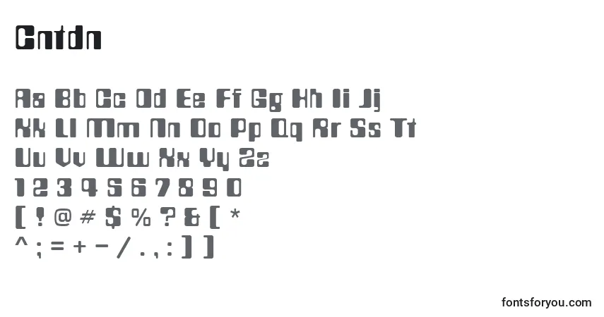Czcionka Cntdn – alfabet, cyfry, specjalne znaki