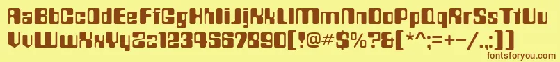 フォントCntdn – 茶色の文字が黄色の背景にあります。