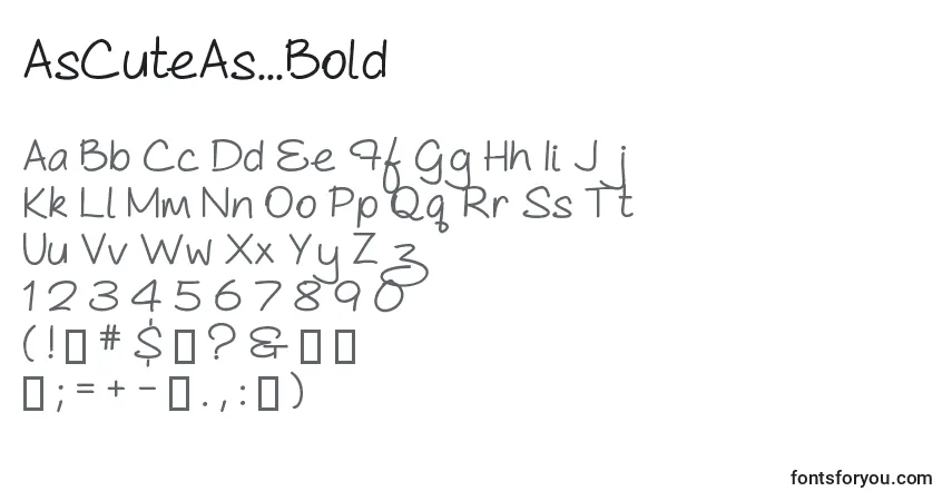 A fonte AsCuteAs...Bold – alfabeto, números, caracteres especiais