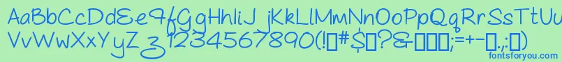 AsCuteAs...Bold Font – Blue Fonts on Green Background