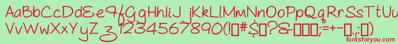 AsCuteAs...Bold Font – Red Fonts on Green Background