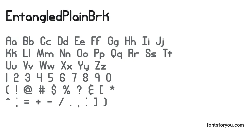 A fonte EntangledPlainBrk – alfabeto, números, caracteres especiais
