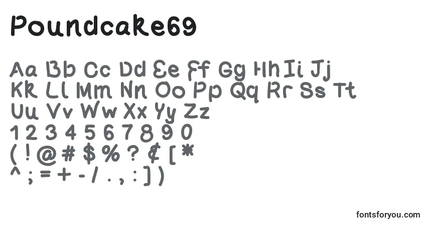 Czcionka Poundcake69 – alfabet, cyfry, specjalne znaki