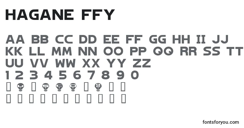 Schriftart Hagane ffy – Alphabet, Zahlen, spezielle Symbole