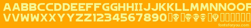 More about Hagane ffy Font Hagane ffy Font – Yellow Fonts on Orange Background