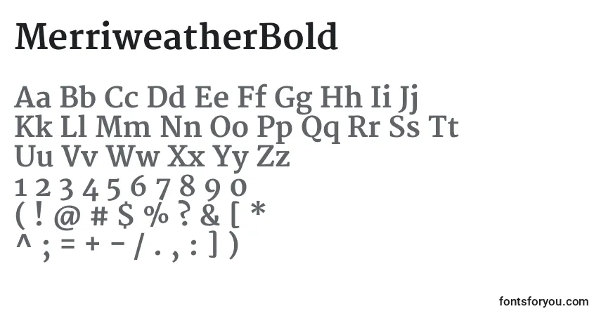 A fonte MerriweatherBold – alfabeto, números, caracteres especiais