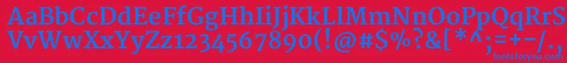 MerriweatherBold-fontti – siniset fontit punaisella taustalla