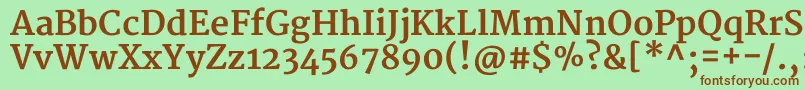 MerriweatherBold-fontti – ruskeat fontit vihreällä taustalla