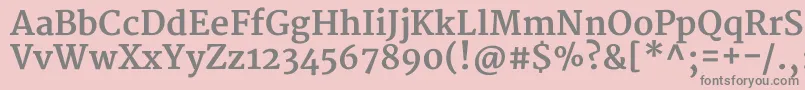 MerriweatherBold-Schriftart – Graue Schriften auf rosa Hintergrund